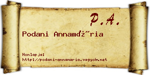 Podani Annamária névjegykártya